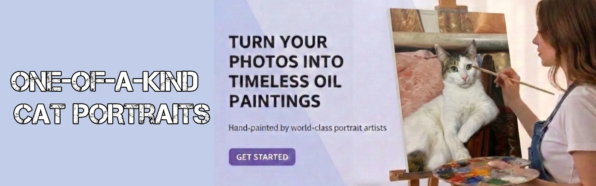 Custom hand-painted oil painting of a cat created by an artist using a customer’s photo.